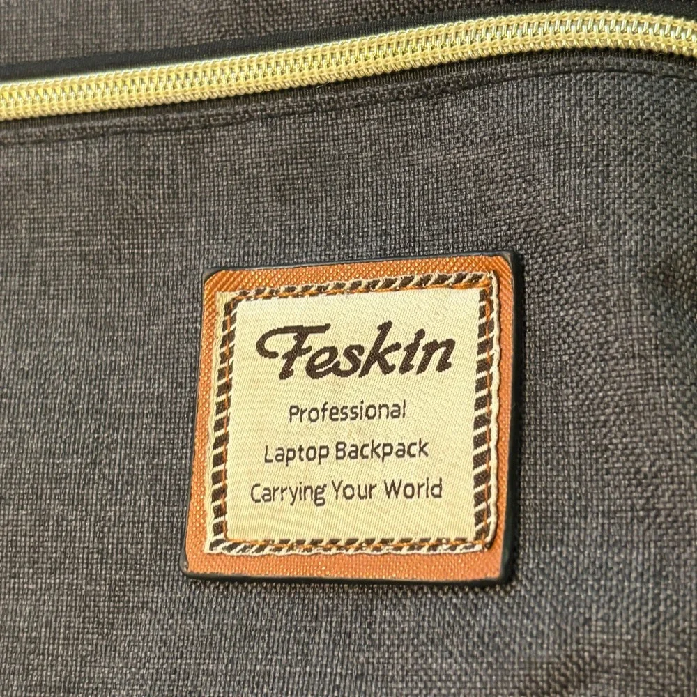 Feskin Laptop Backpack Unisex OS Grey Canvas Professional Rucksack Bag